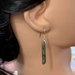 Sterling silver gemstone rectangular pierced earrings jewelry